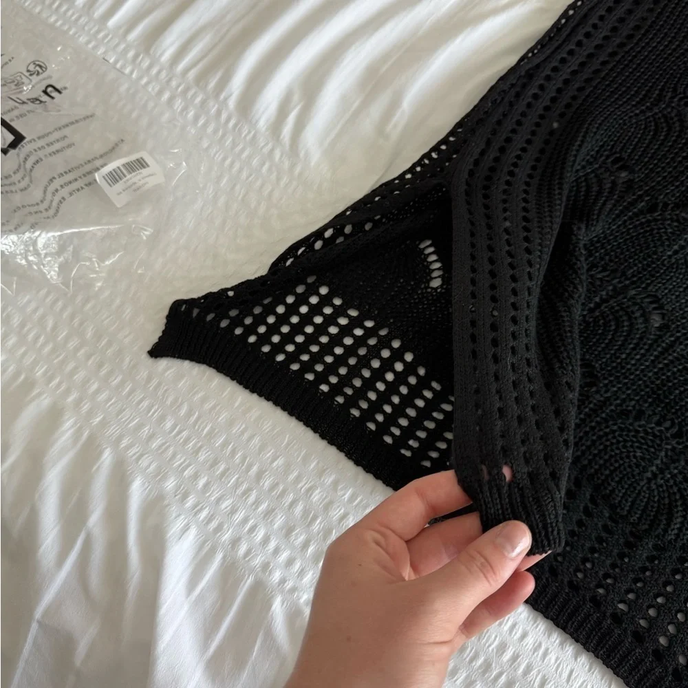 Amazon Elegant Black Crochet Swim Coverup